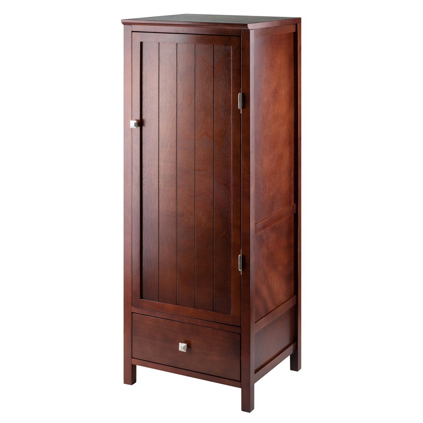 Contemporary Home Living 47.25" Warm Walnut Jelly Close Cupboard with Door and Drawer