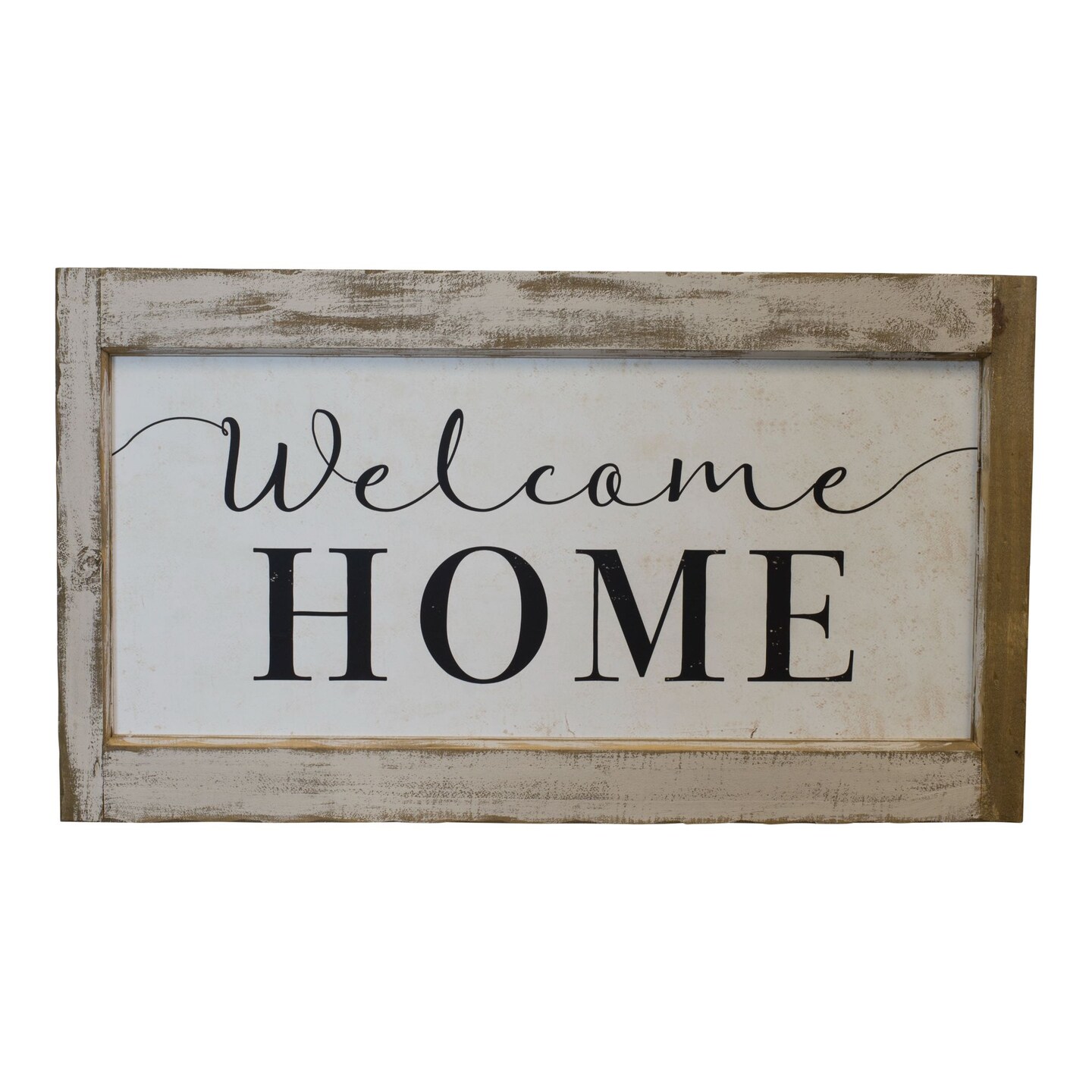 Creative Design 35" White and Black "Welcome Home" Distressed Rectangular Sign