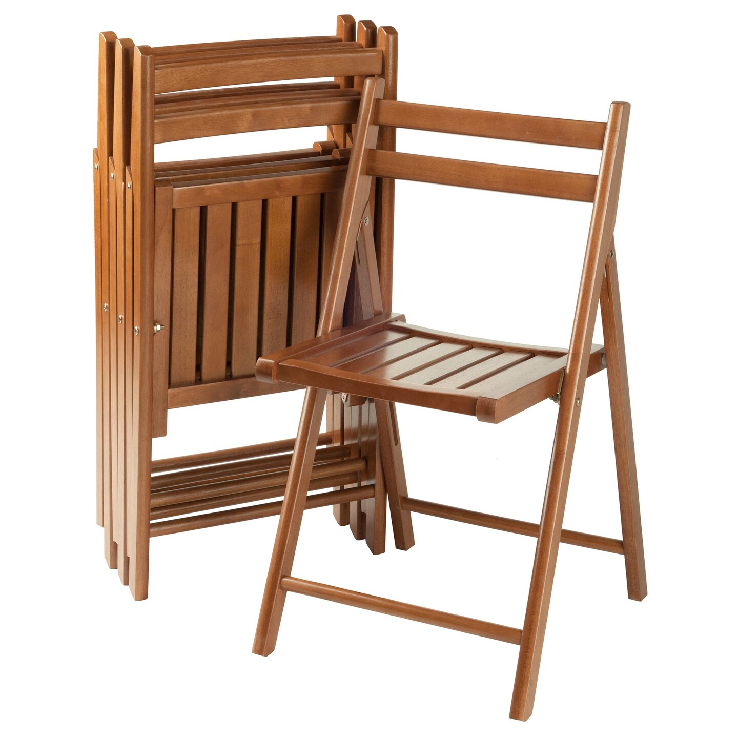 Contemporary Home Living Robin 4-PC Folding Chair Set Teak