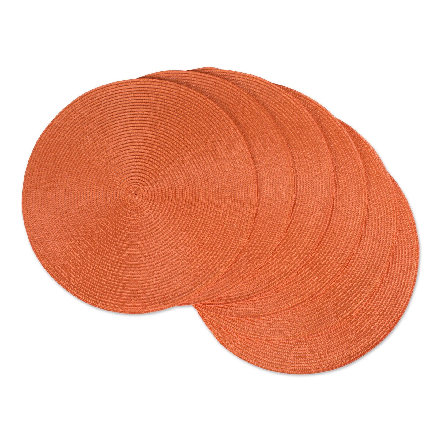 CC Home Furnishings Concentric Circles Woven Round Placemats - 15" - Orange - Set of 6