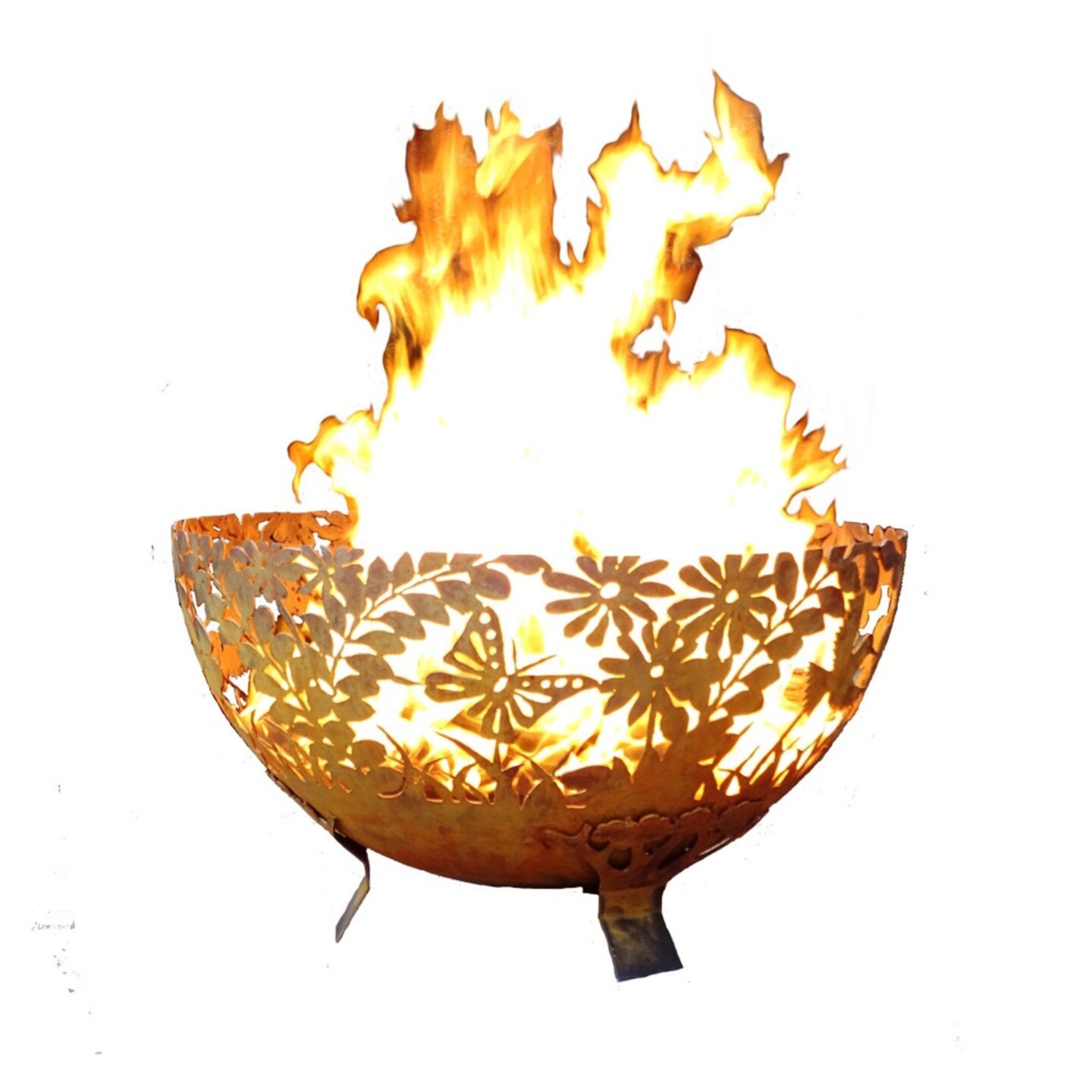 Esschert Design 24&#x22; Bronze Floral and Leaves Rustic Finish Outdoor Fire Bowl - Large