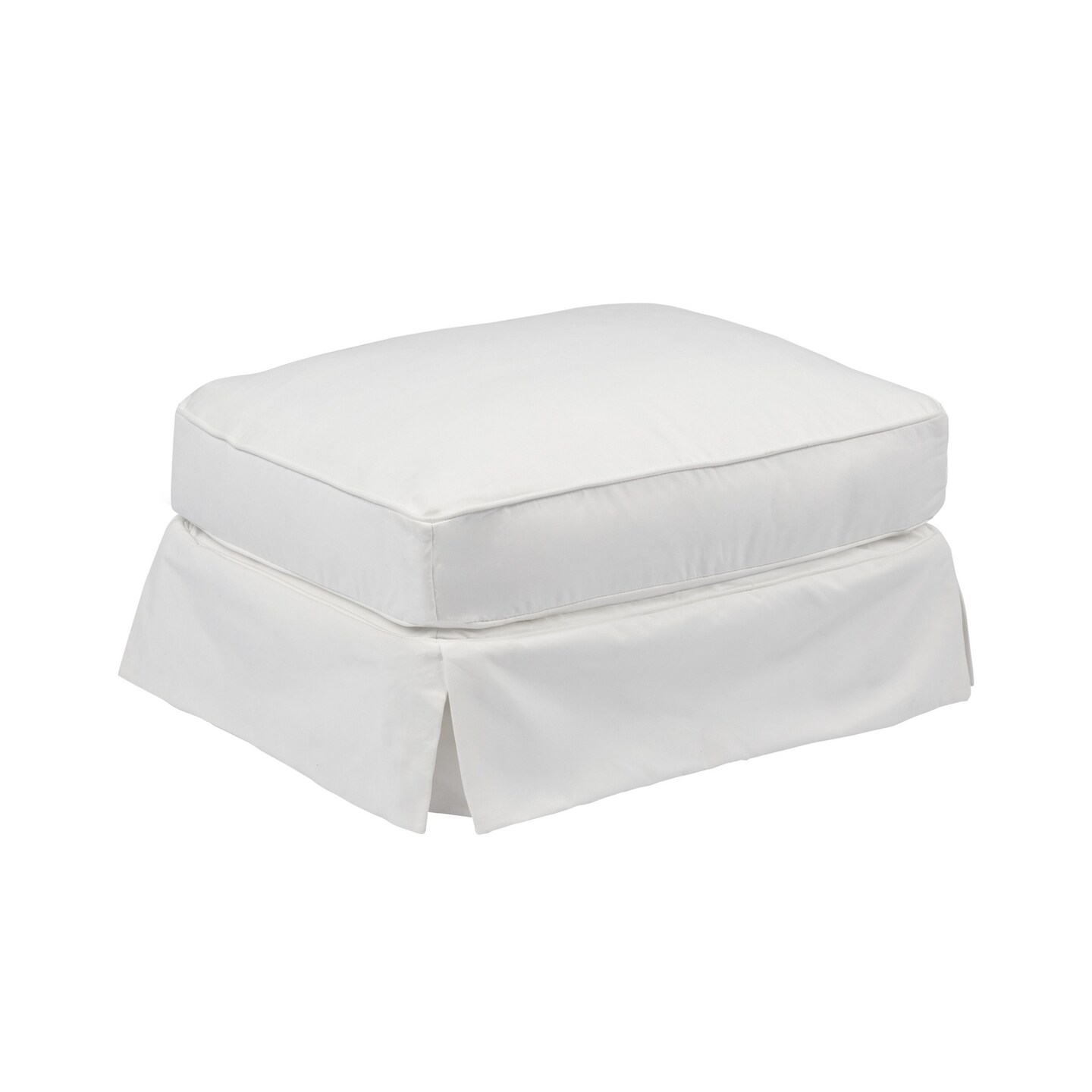 The Hamptons Collection 18&#x22; Warm White Fabric Elegant Sunset Trading Horizon Slipcovered Comfortable Ottoman