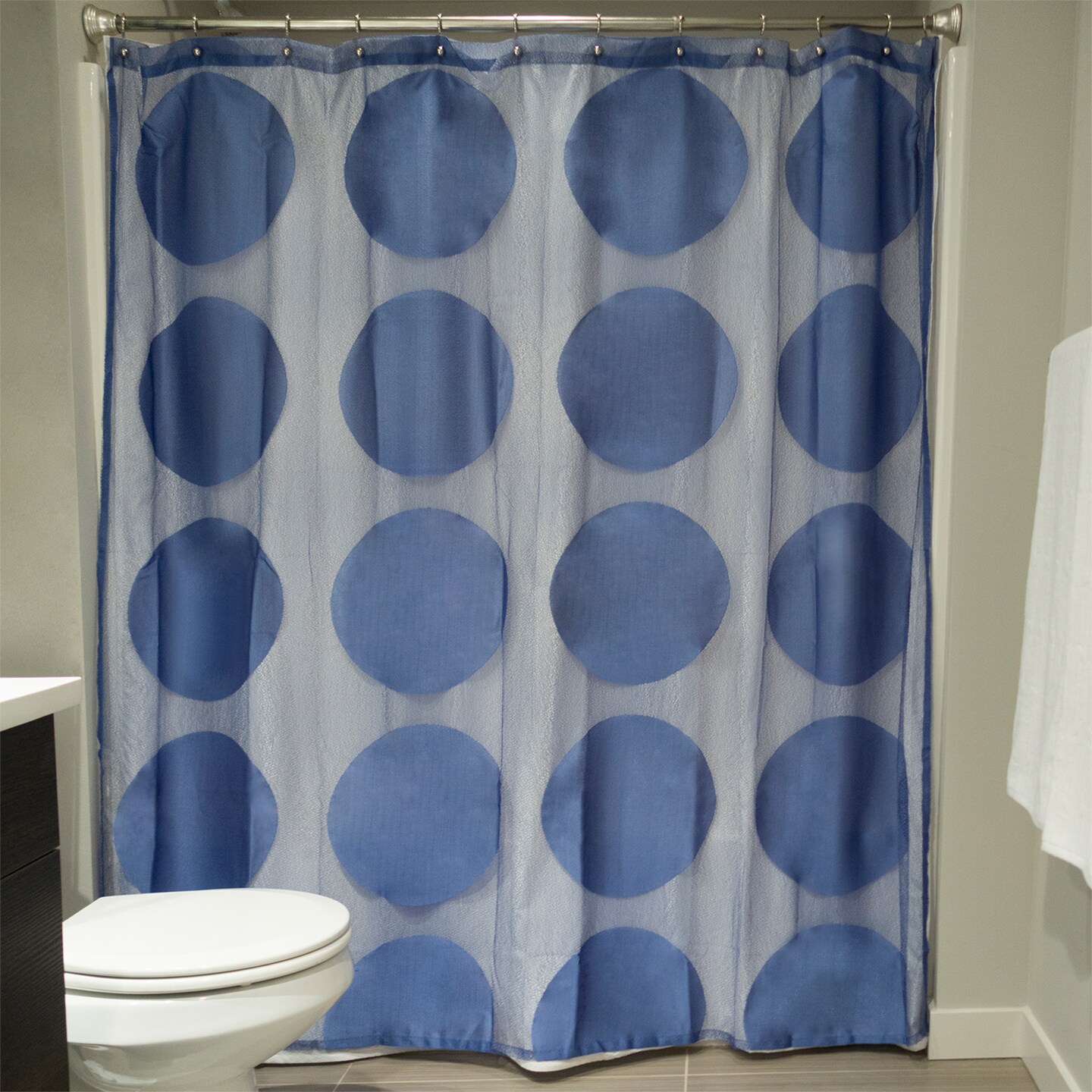 Contemporary Home Living 6&#x27; Blue and Gray Lace and Circles Home Essentials Shower Curtain