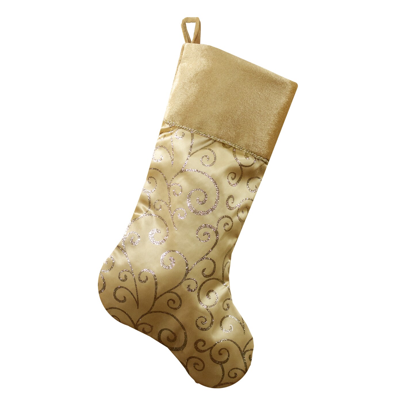 Northlight 20.5&#x22; Gold Glittered Swirl Christmas Stocking with Velveteen Cuff