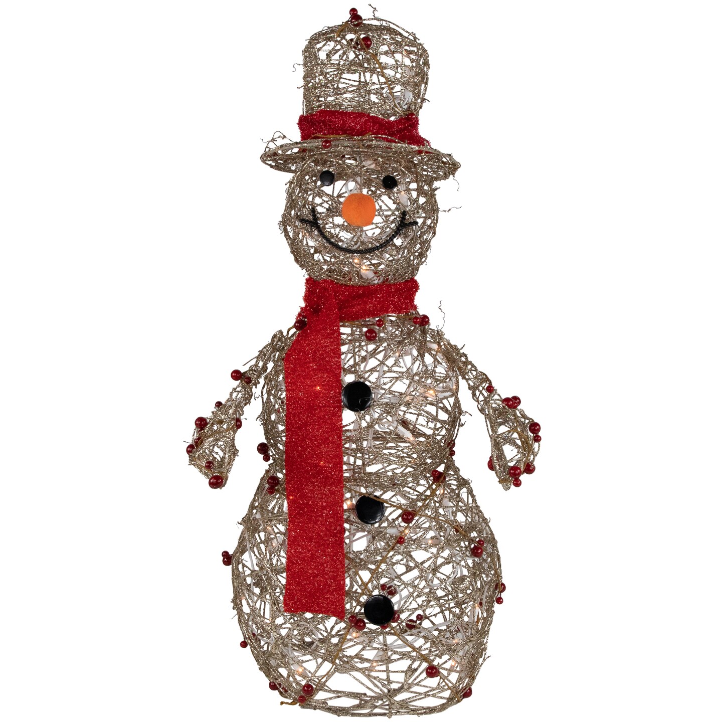 Northlight Lighted Glittered Snowman and Berries Outdoor Christmas Decoration - 28"
