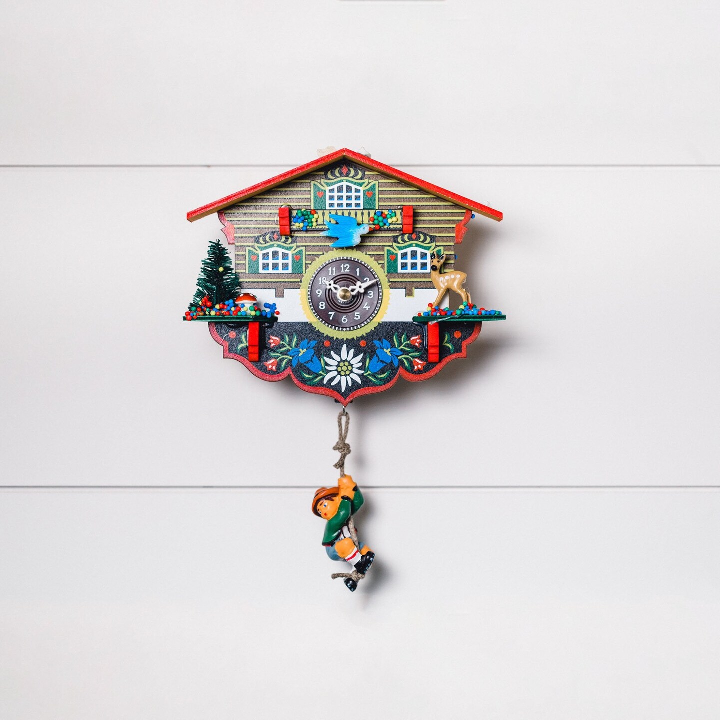 Hermle 8.5&#x22; Red and Blue Alpinist Cuckoo Wall Clock