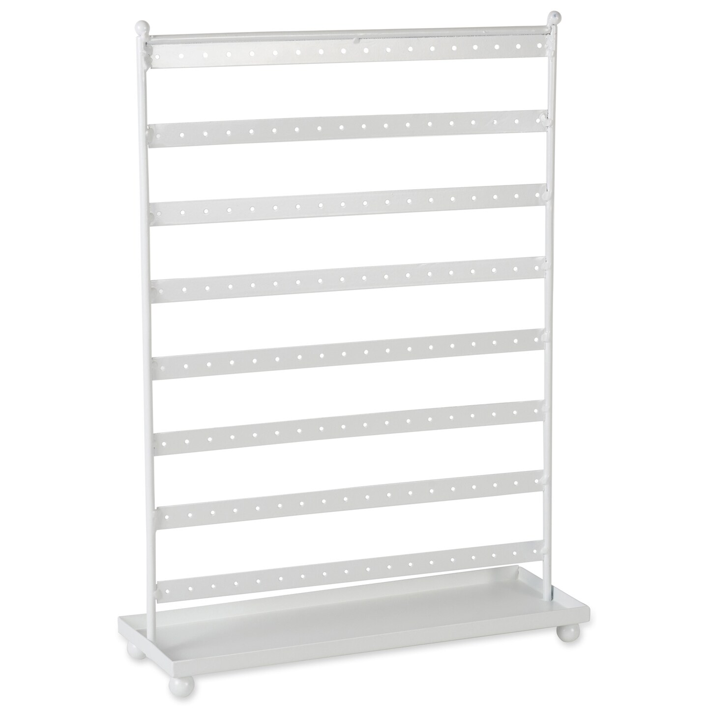 Contemporary Home Living 16.75&#x22; Solid White Rectangular Earring Display Stand with Tray