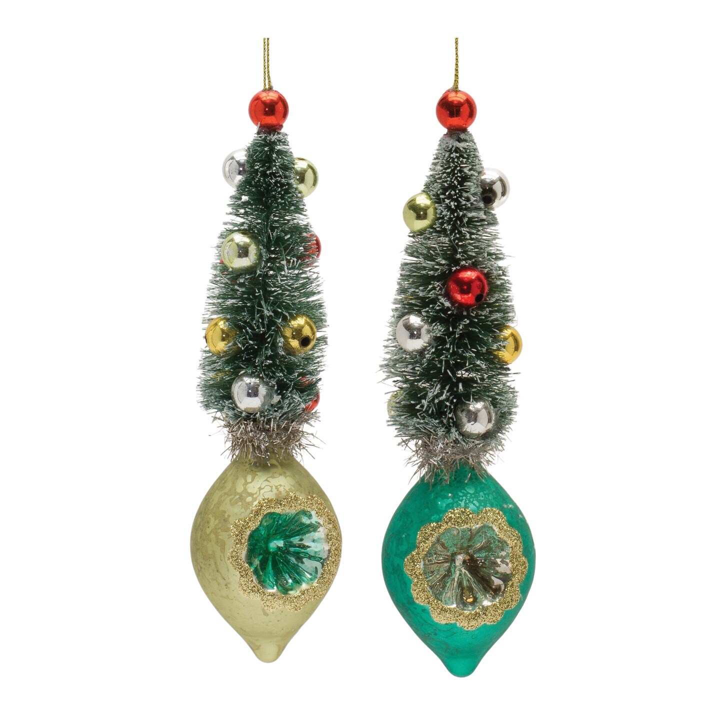 Melrose Pine Tree Reflector Christmas Drop Ornaments - 6.5" - 12ct