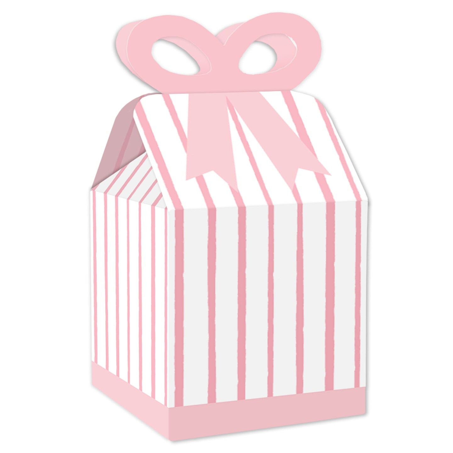 Big Dot of Happiness Pink Stripes - Square Favor Gift Boxes - Simple Party Bow Boxes - Set of 12