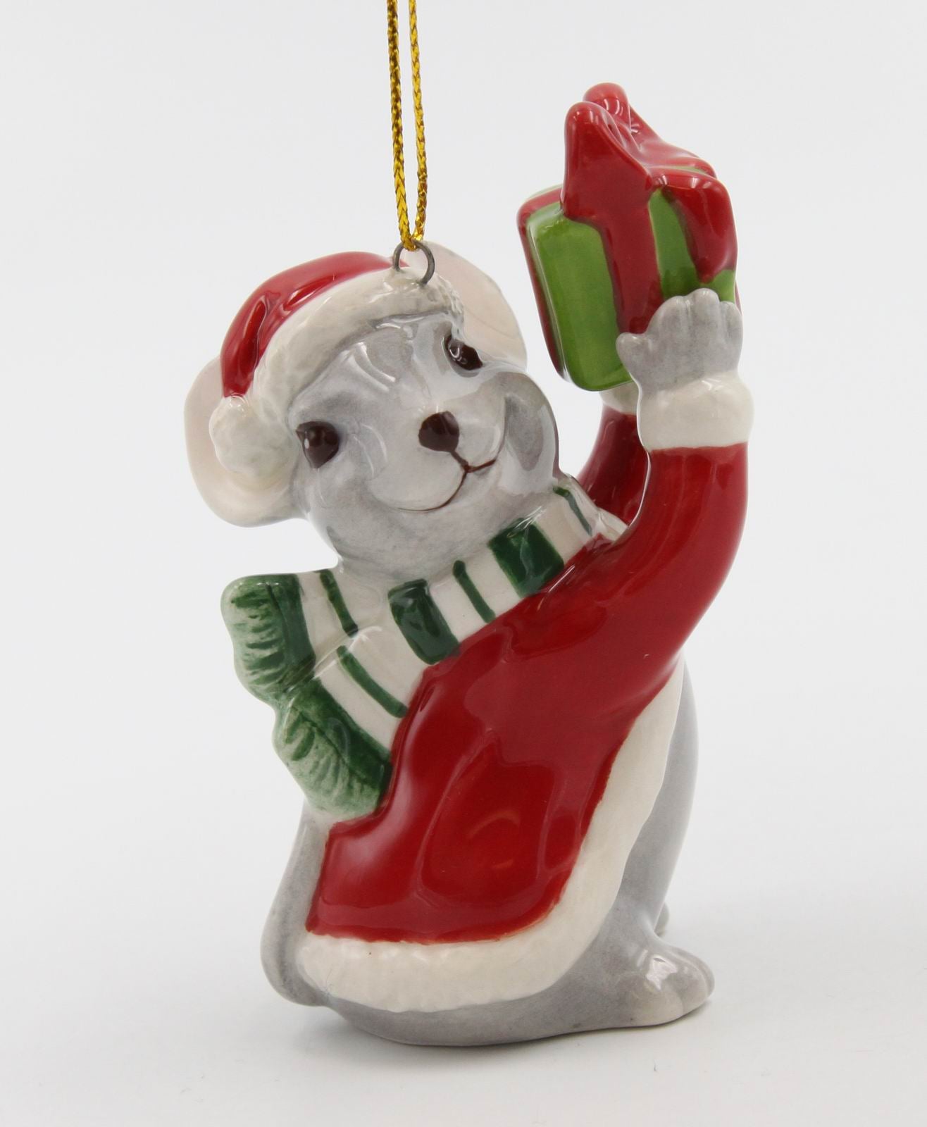 Ceramic Christmas Mouse With Gift Ornament, Home D&#xE9;cor, Gift for Her, Gift for Mom, Kitchen D&#xE9;cor, Christmas D&#xE9;cor