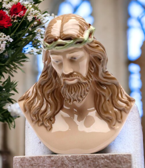 Ceramic Jesus Figurine, Religious D&#xE9;cor, Religious Gift, Church D&#xE9;cor, Baptism Gift