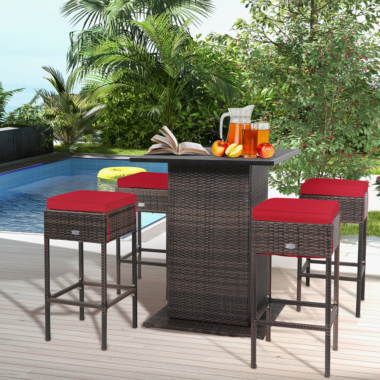 Rattan discount patio bar