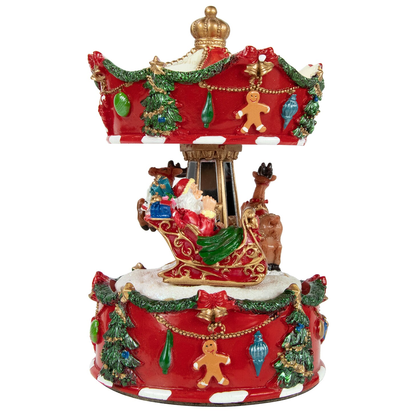 Northlight Santa with Sleigh and Reindeer Animated Musical Christmas Carousel - 6.5&#x22;