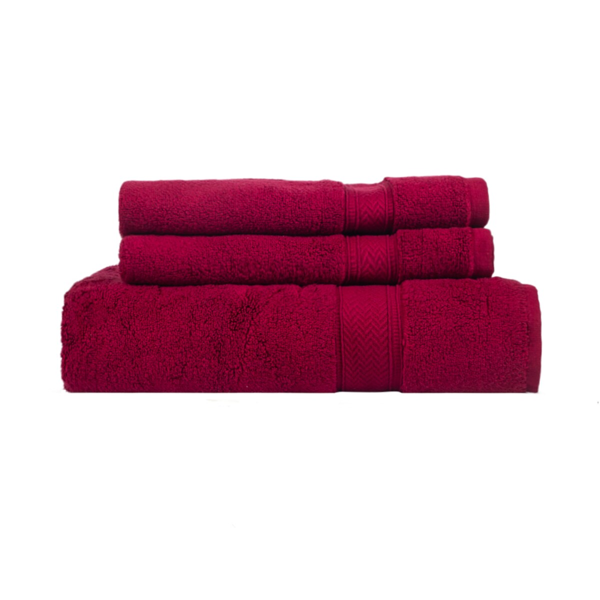 Contemporary Home Living 3 Piece Burgundy Red Solid Zero Twist Bath Towel Set 54"