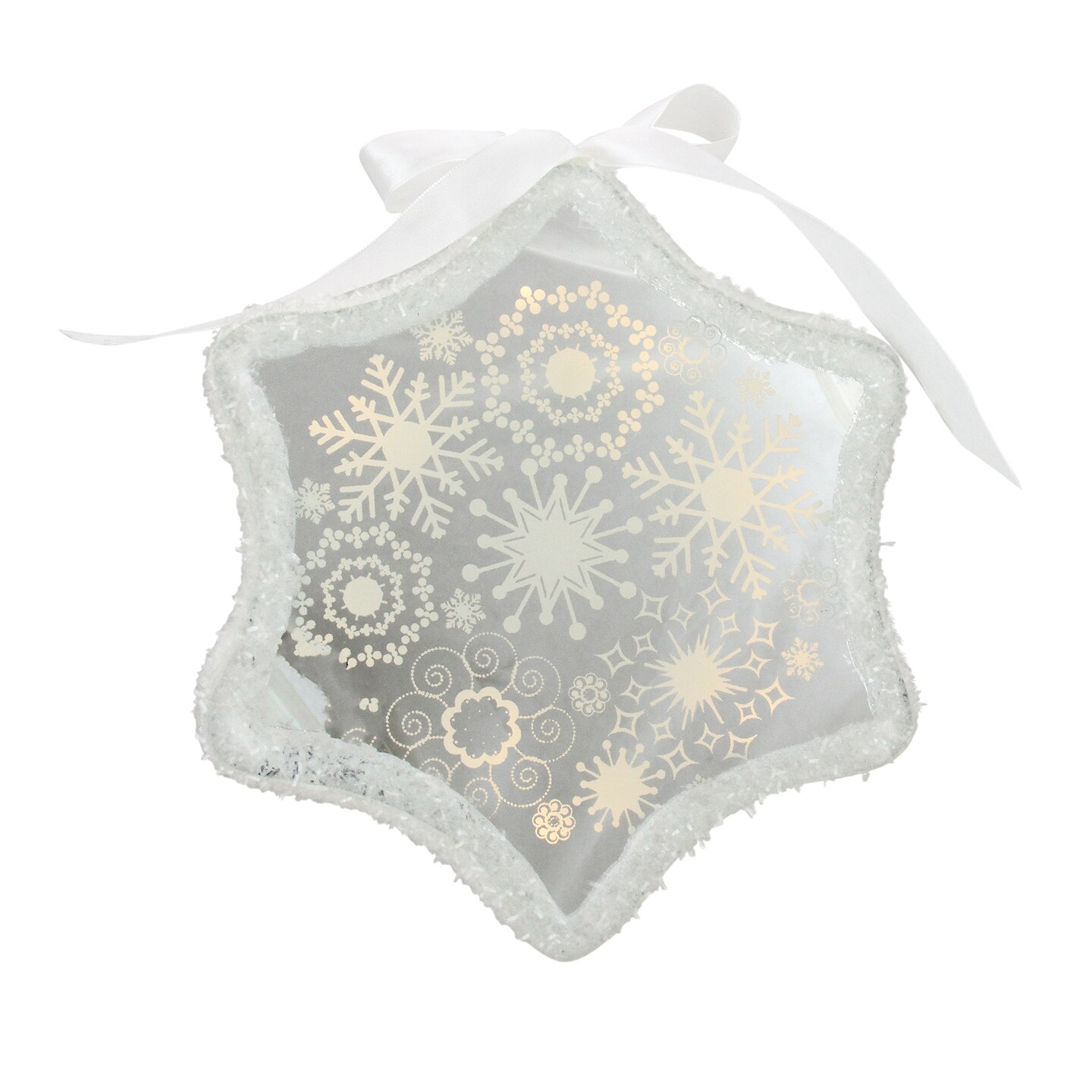 Northlight Pre-Lit LED Sparkle Snowflake Scene Christmas Ornament - 9&#x22; - White