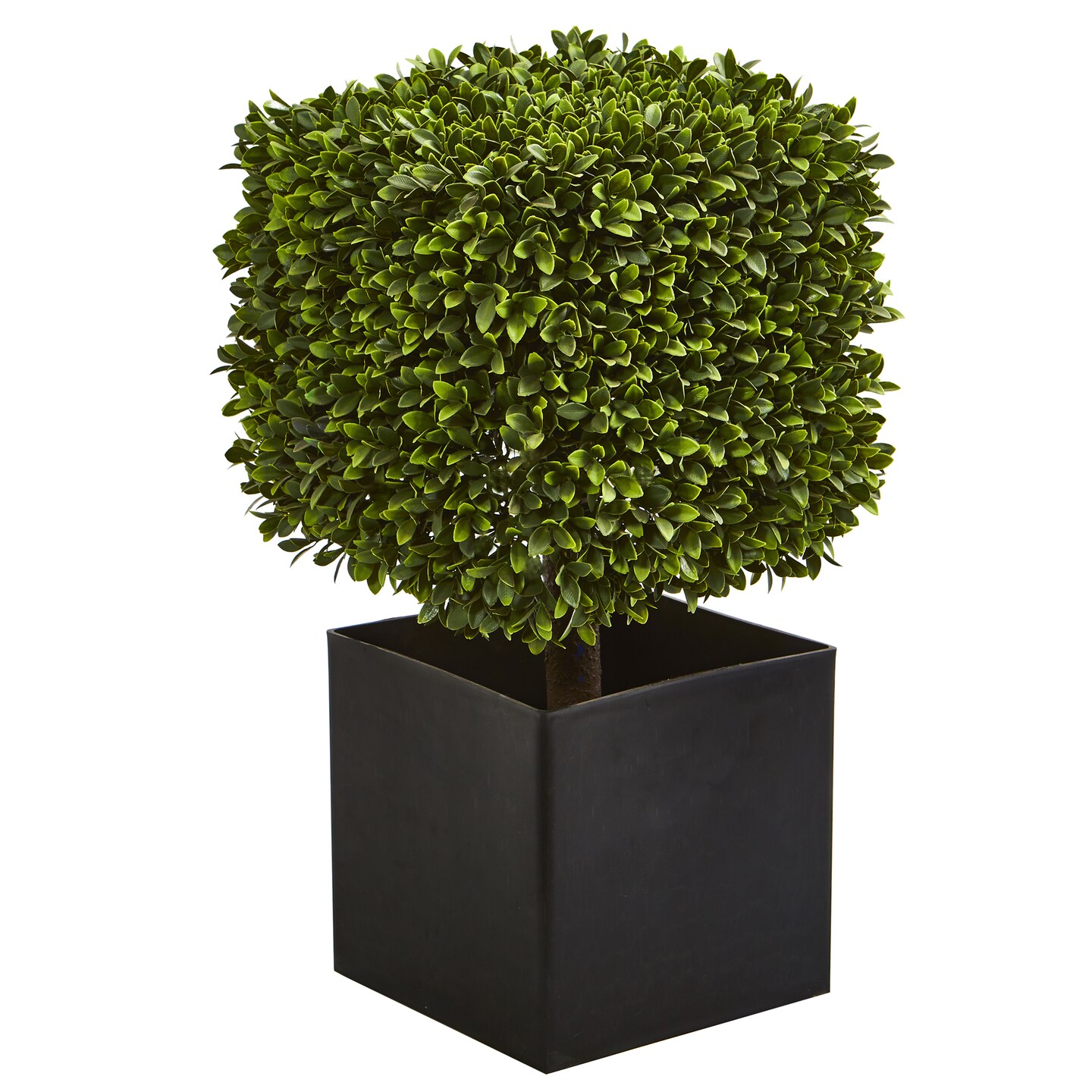 Nearly Natural 27&#x22; Artificial Outdoor Boxwood Plant with Black Planter