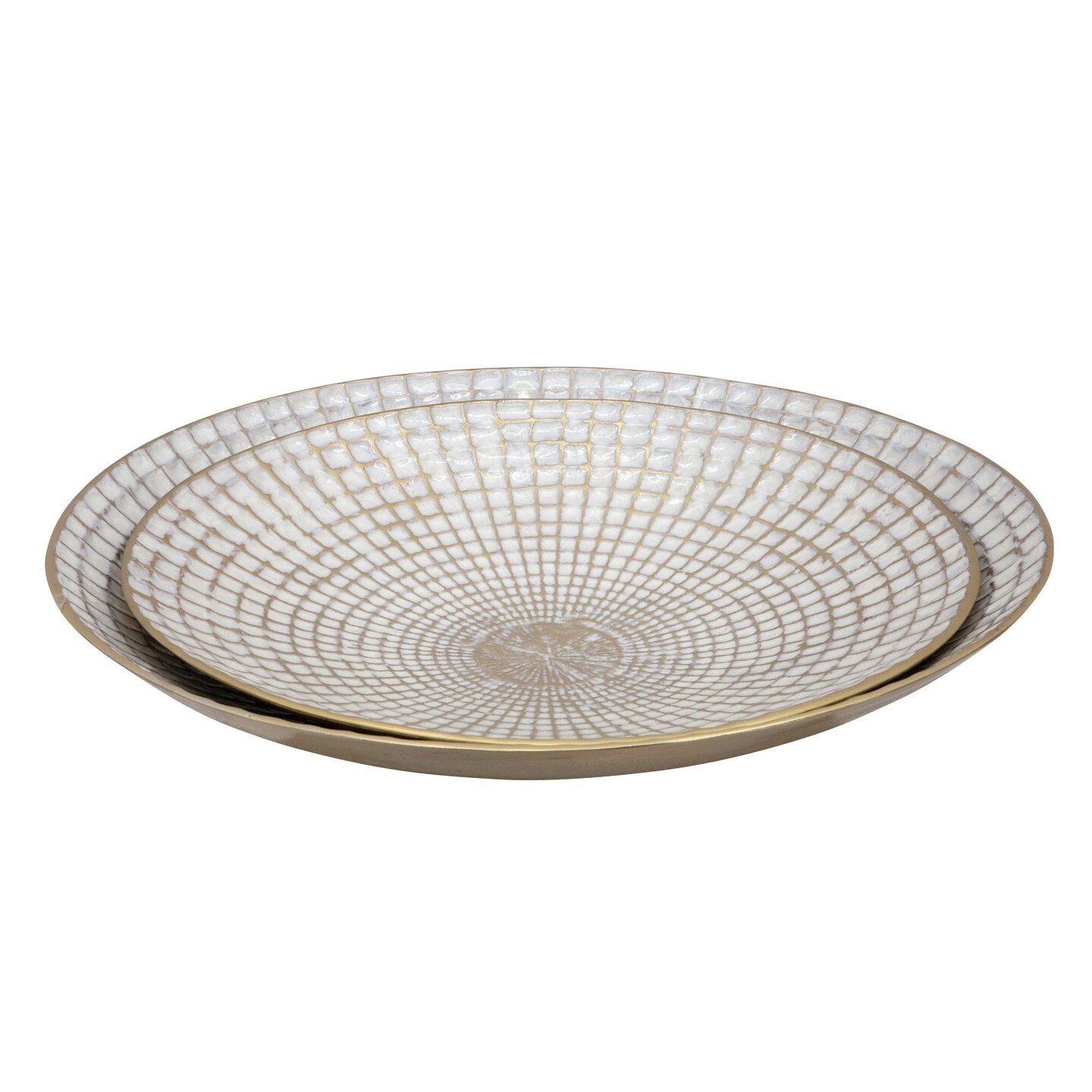 Kingston Living Glam Textured Round Plates - 21&#x22; - Cream and Champagne Gold