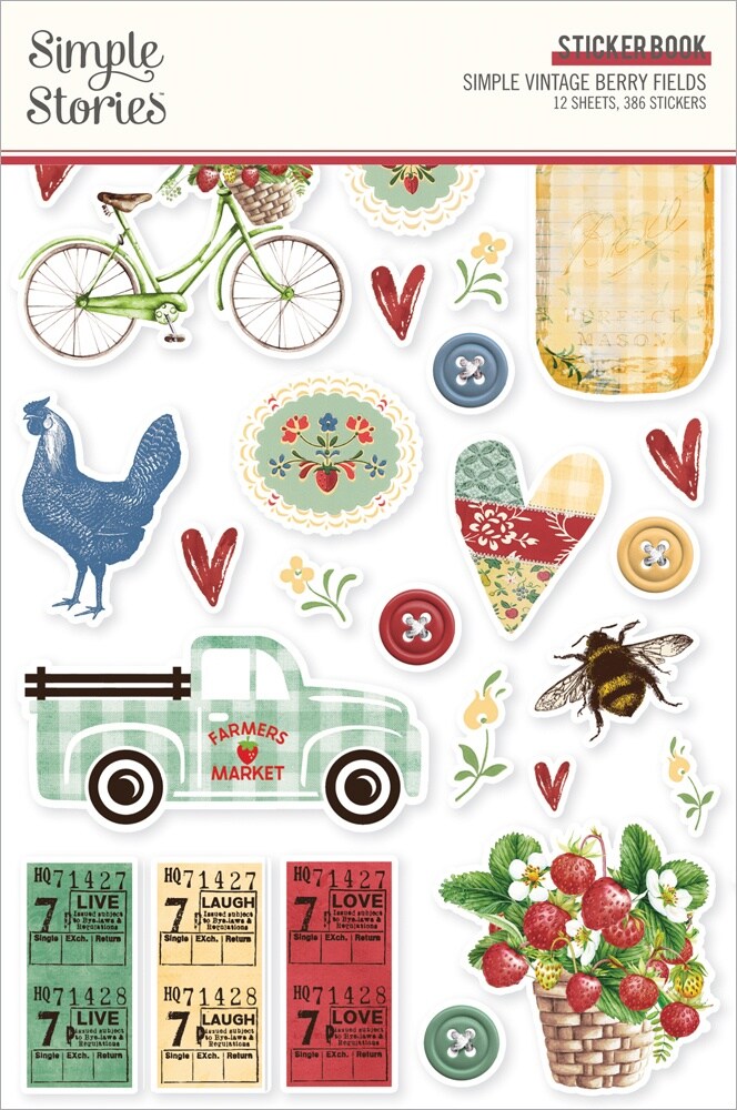 Simple Stories Sticker Book 12/Sheets-Simple Vintage Berry Fields, 386/Pkg