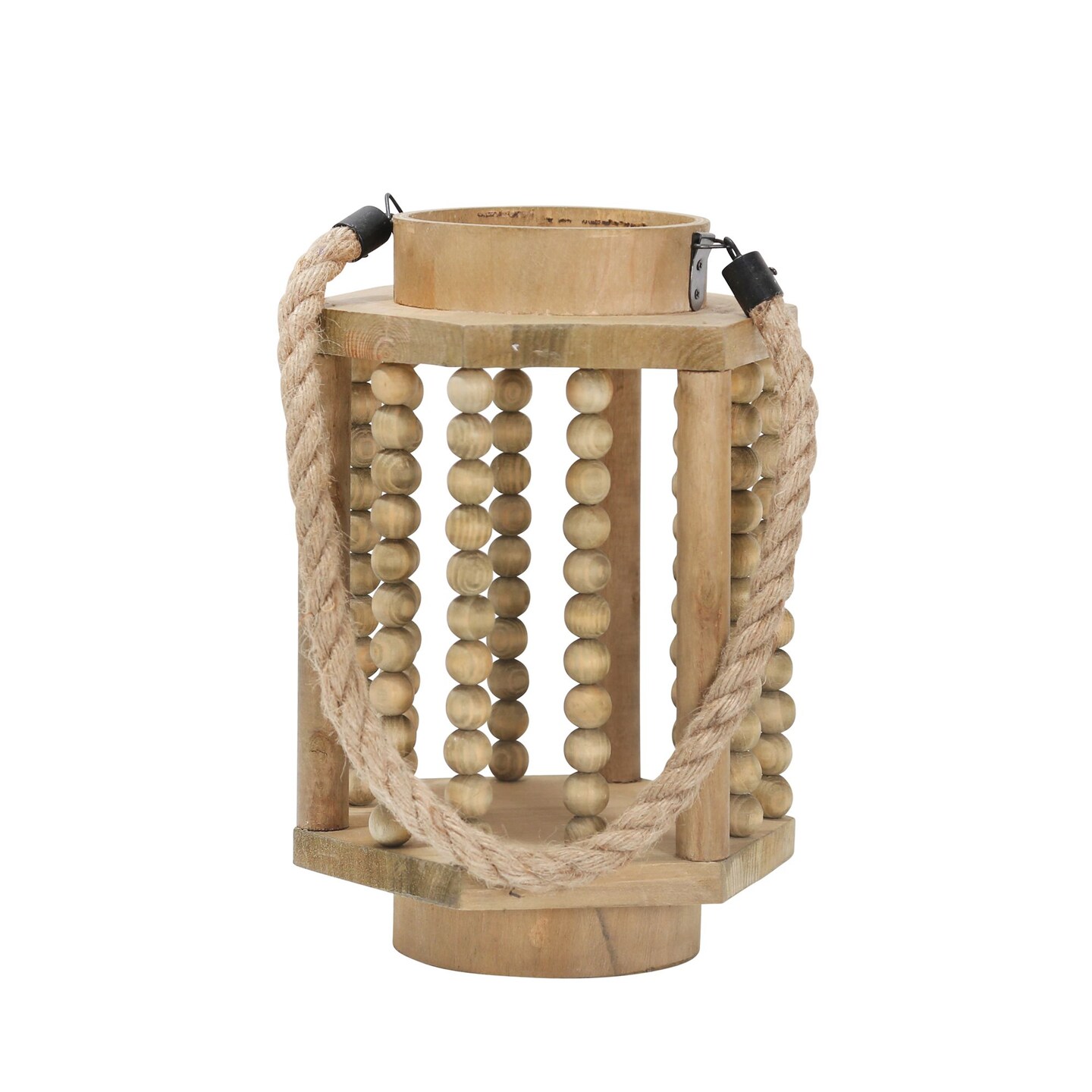 Kingston Living Wooden Candle Lantern with Handle - 11&#x22; - Brown