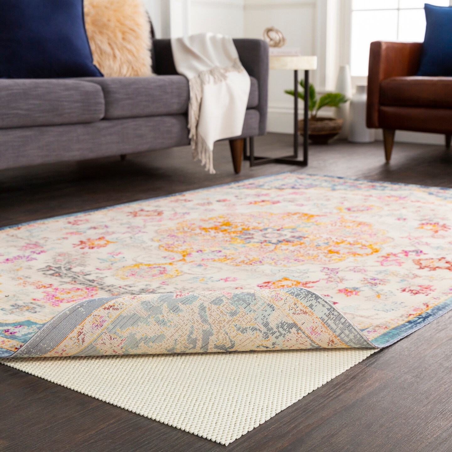 Tiwari Home White Slip Resistant Liner for a 9' x 13' Rectangular Area Throw Rug