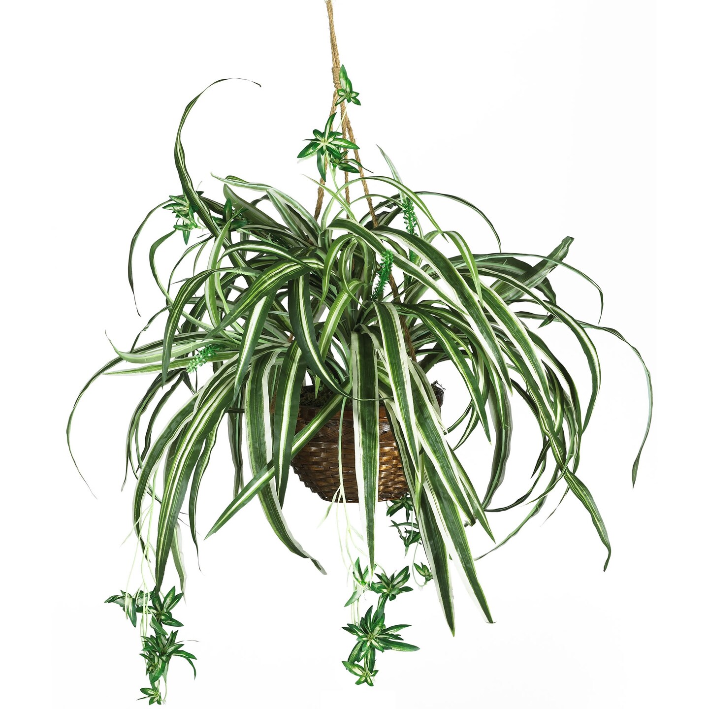 Nearly Natural 2.25' Artificial Spider Silk Plant with Hanging Basket