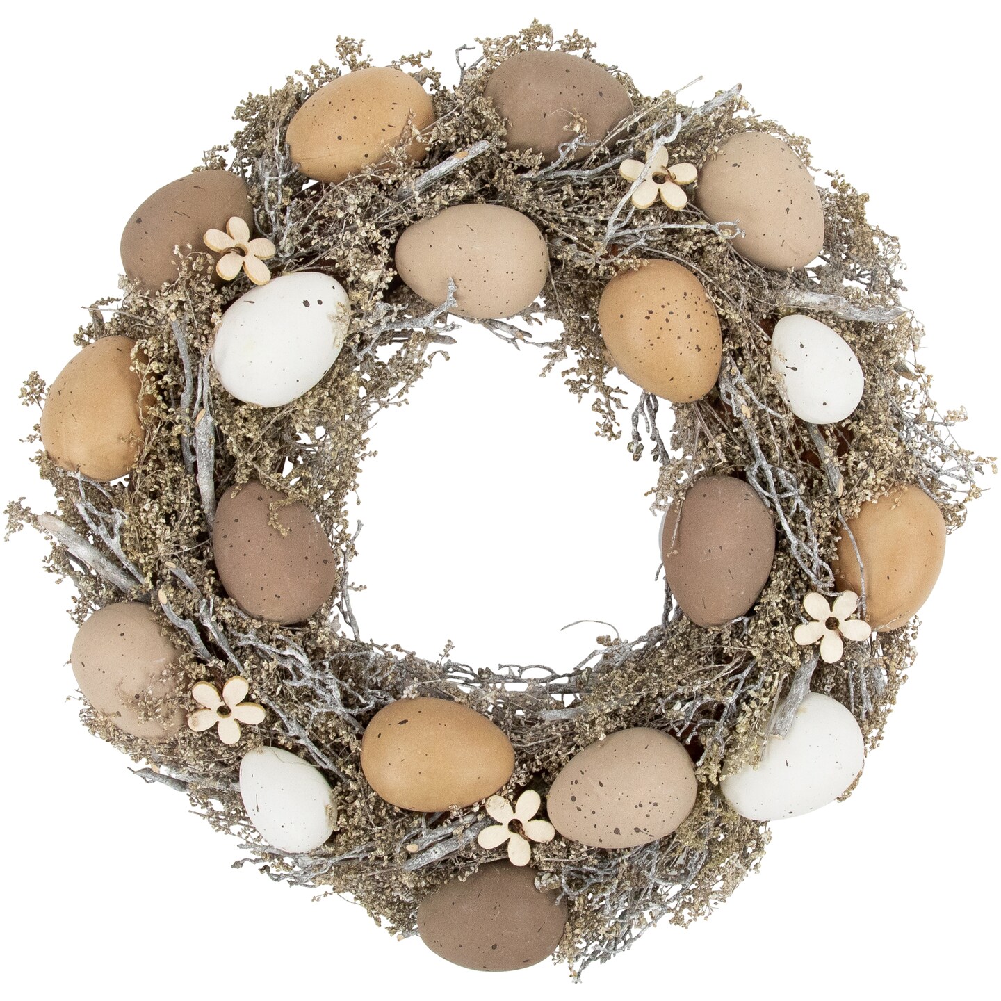 Northlight 12&#x22; Natural Earth Speckled Egg Easter Twig Wreath