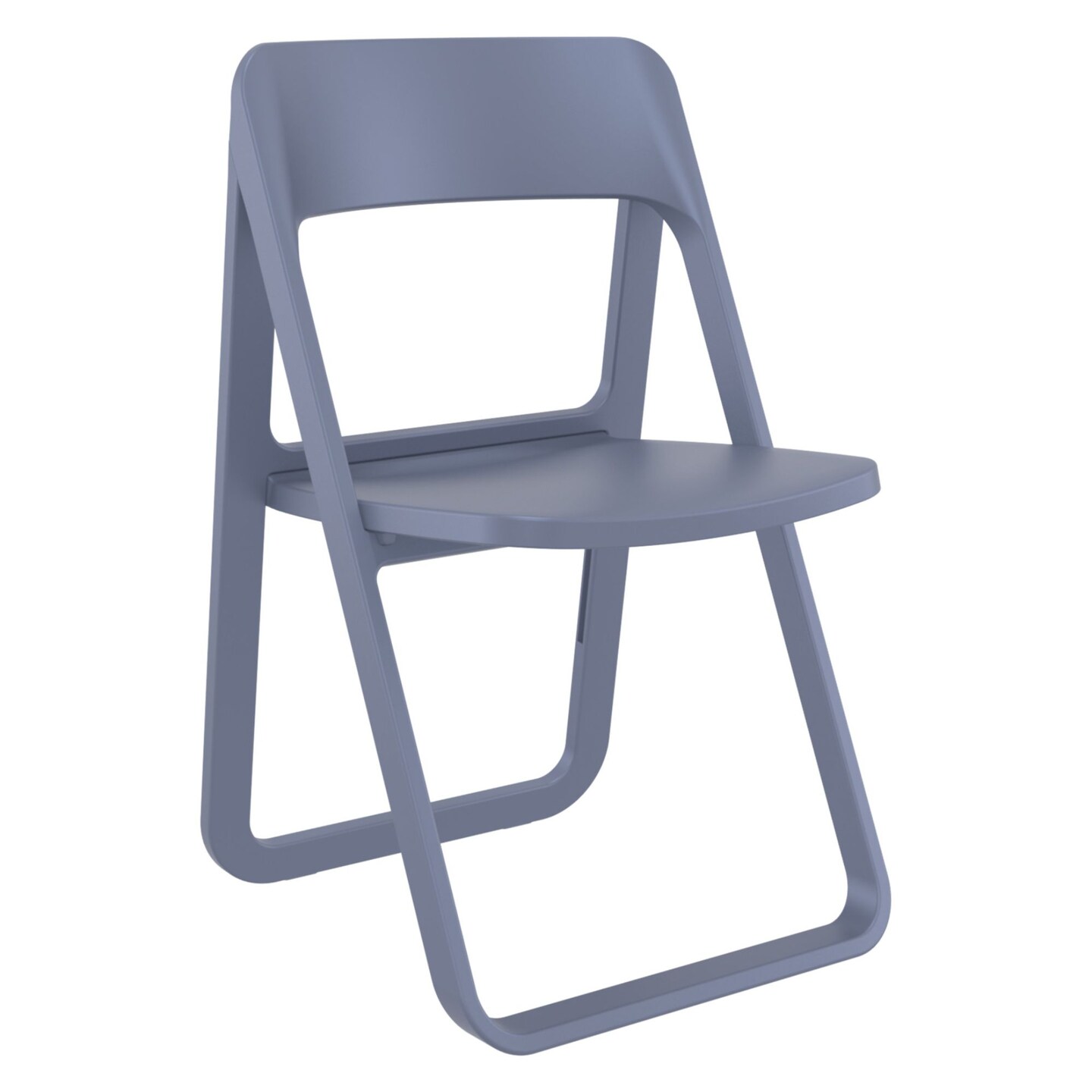 Luxury Commercial Living 32.25&#x22; Dark Gray Solid Outdoor Resin Folding Chair
