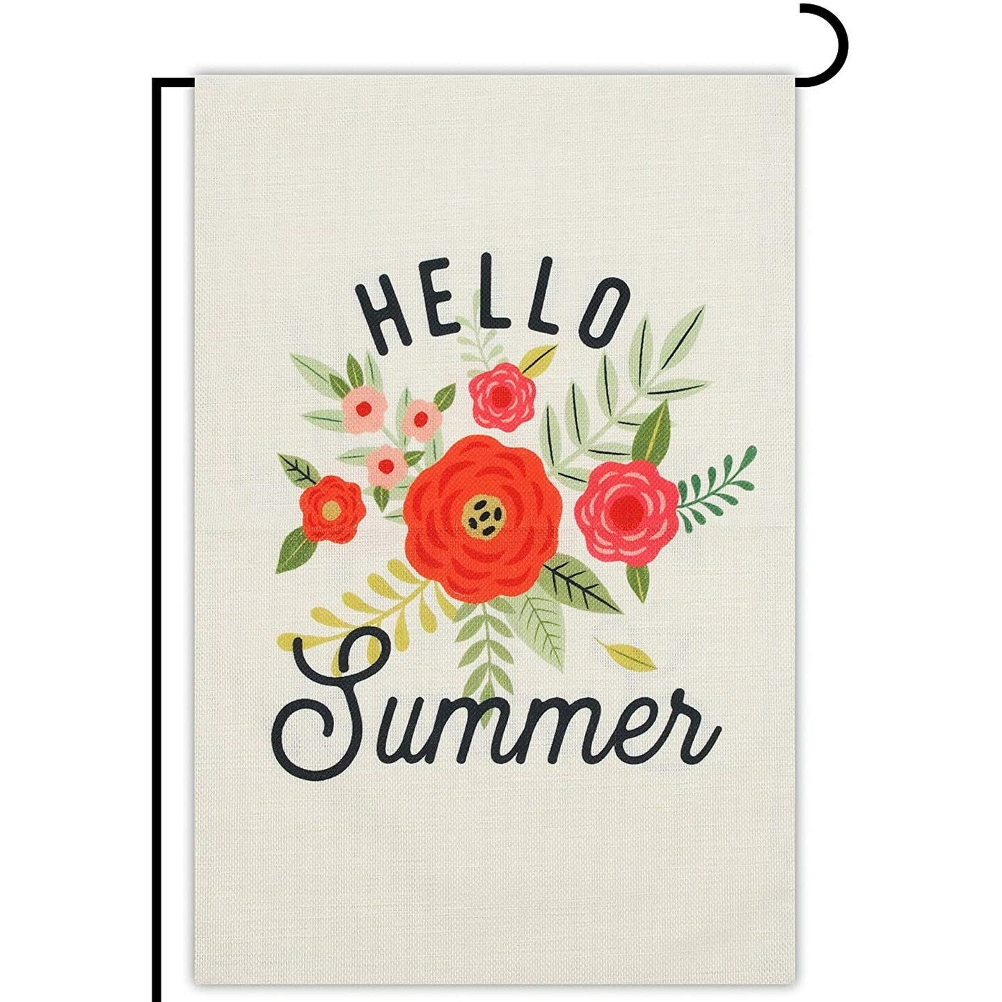 Hello Summer Garden Flag, Floral Yard Decor (12.5 x 18 In)
