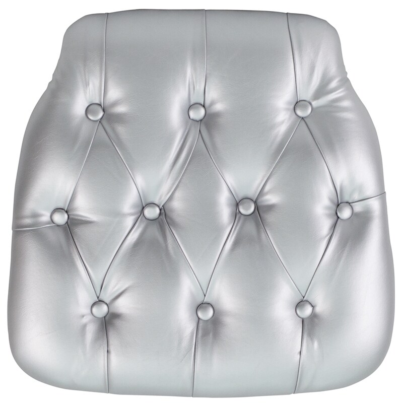 Flash Furniture Hard Silver Tufted Vinyl Chiavari Chair Cushion SZ-TUFT-SIL-GG