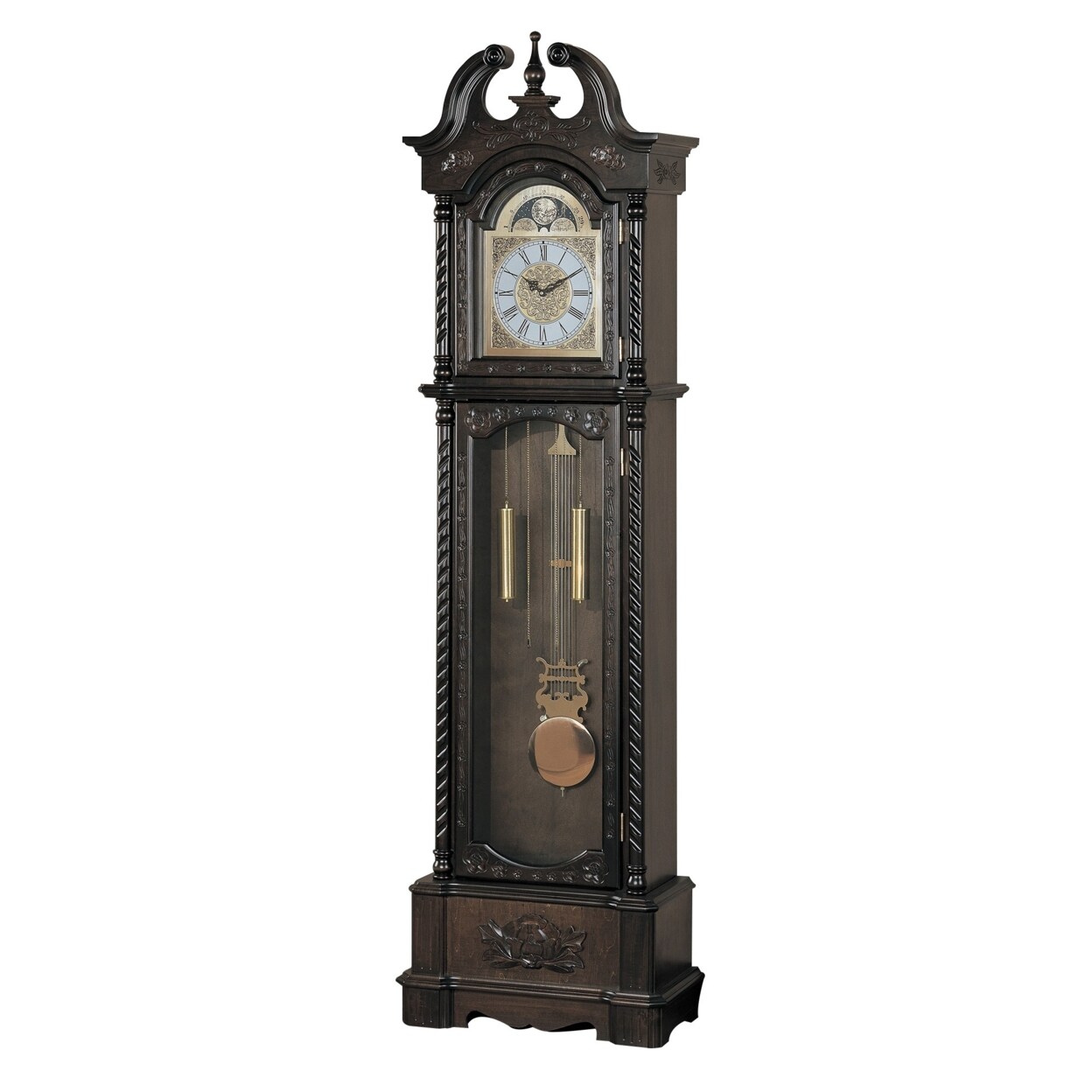 Coaster Aesthetically Charmed Wooden Grandfather Clock, Brown- Saltoro Sherpi