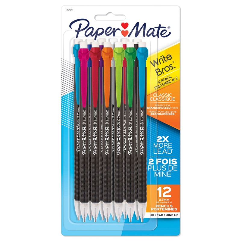 Write Bros&#xAE; Mechanical Pencil, 0.7mm, Assorted, Pack of 12