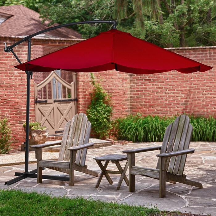 Pure Garden 10 Foot Red Aluminum Offset Patio Umbrella With Cross Base