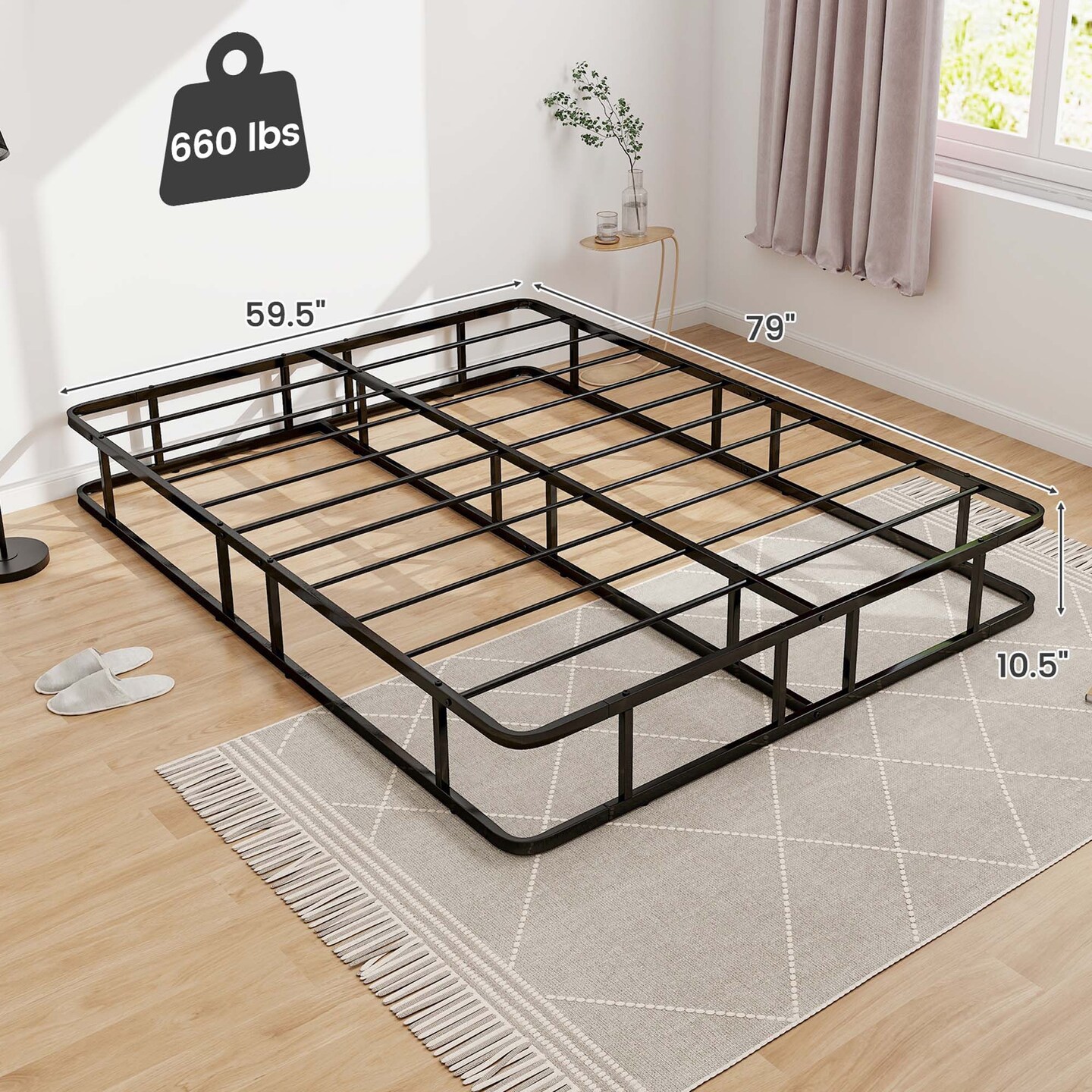 Costway Queen Size Metal Platform Bed Frame Mattress Foundation with Slat Support Black