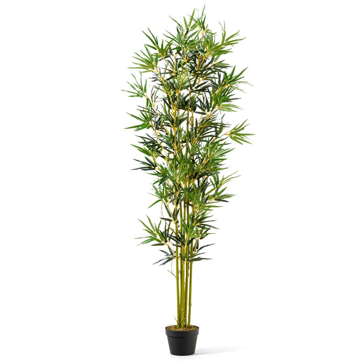 Gymax 6Ft Bamboo Silk Tree Artificial Greenery Plant Home Office Decoration