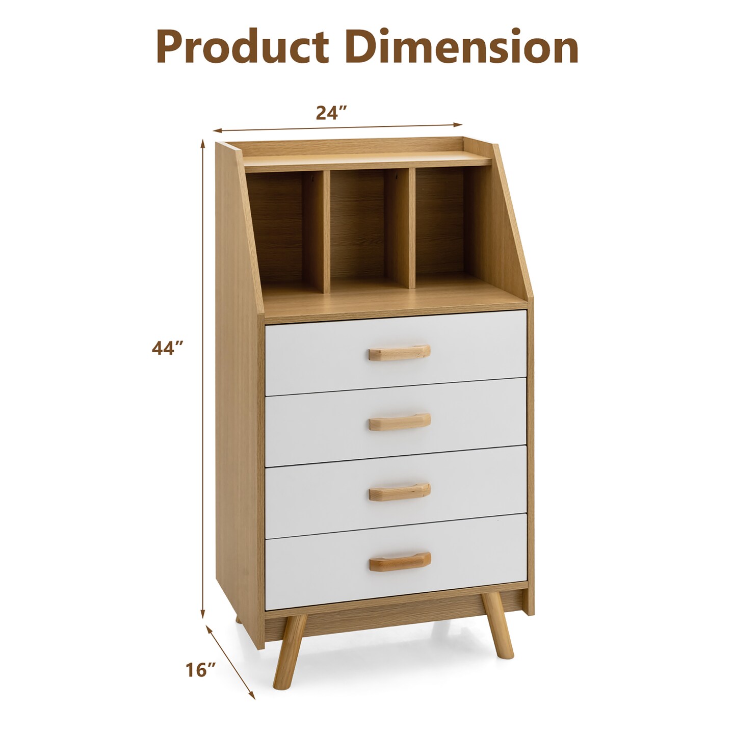 Costway 3-Cube Chest of Drawers Storage Organizer 4-Drawer Dresser with Countertop