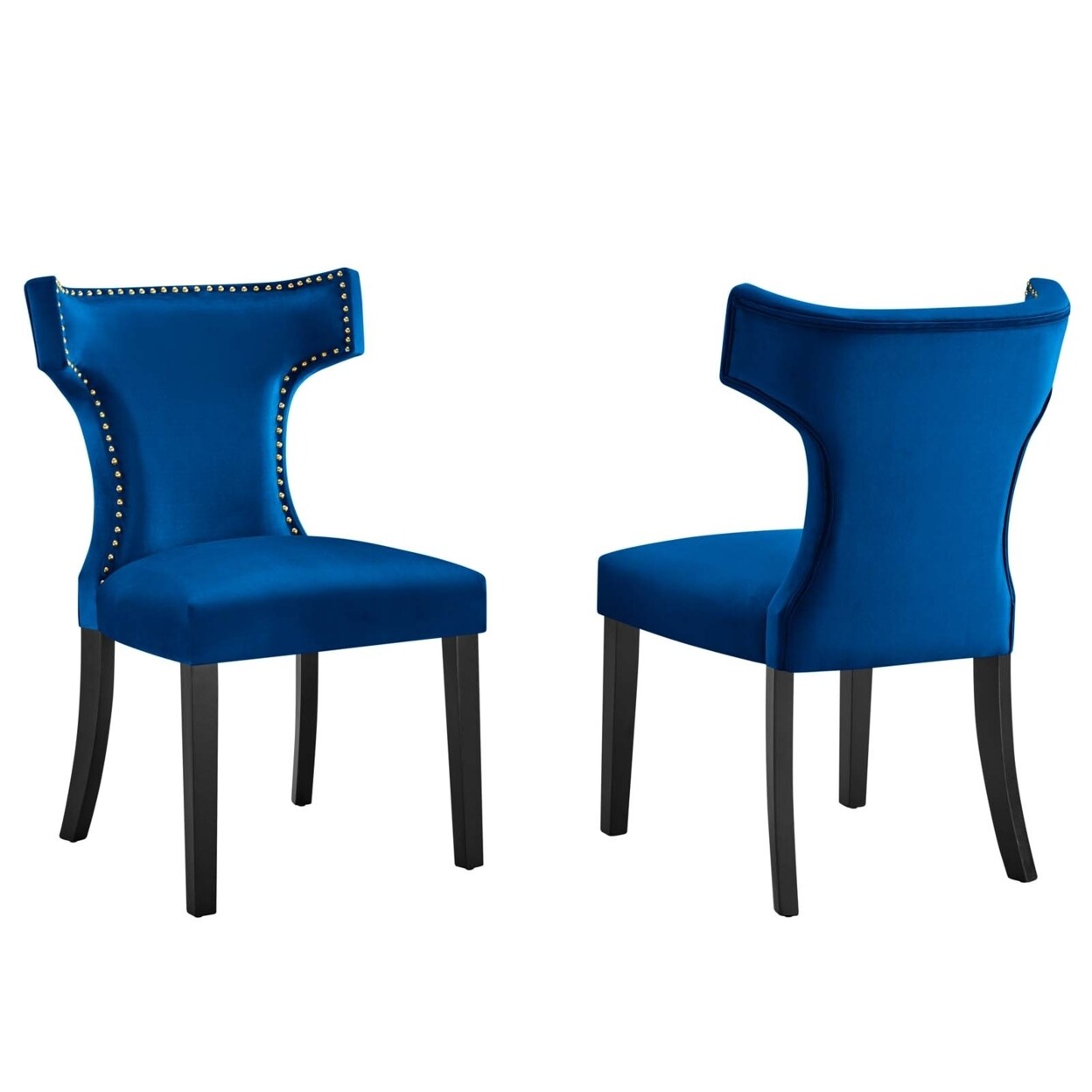 Modway Furniture Curve Performance Velvet Dining Chairs Set of 2, Navy Michaels