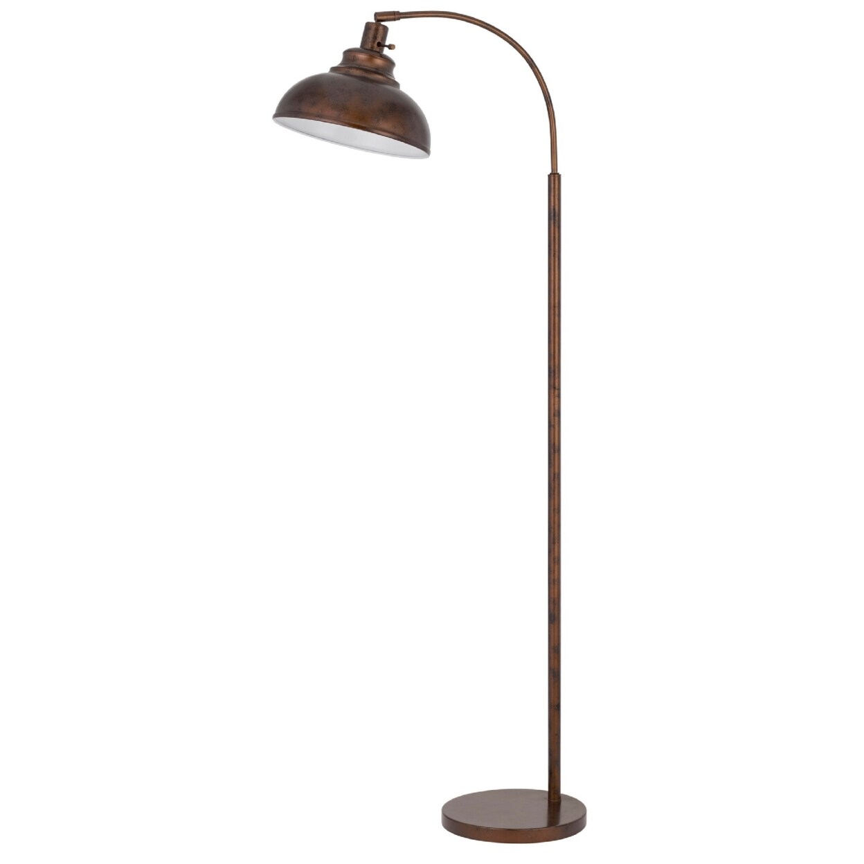 Saltoro Sherpi 61 Inch Adjustable Tall Metal Floor Lamp, Dome Shade, Copper-