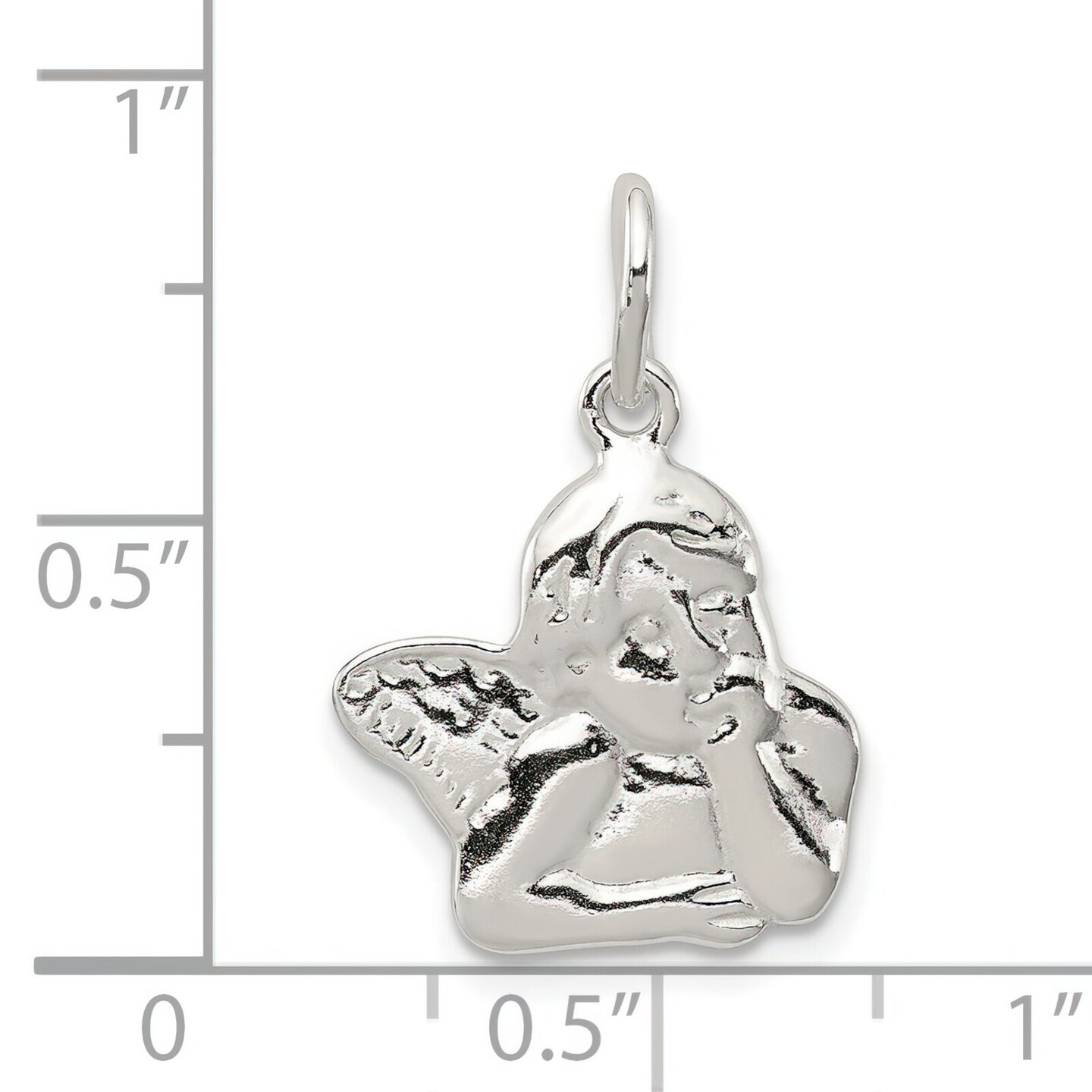 Sterling Silver Angel Charm Pendant Religious Jewelry 20mm x 16mm