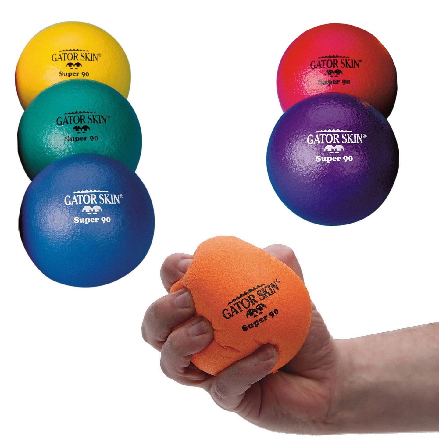 S&#x26;S Worldwide Gator Skin Super 90 Balls. 3.5&#x22; PU Coated Foam Balls in 6 Colors, Soft No-Sting Balls are Great for Indoor Baseball/Softball, Floor Hockey Ball, as a Mini Dodgeball and PE. Set of 6.