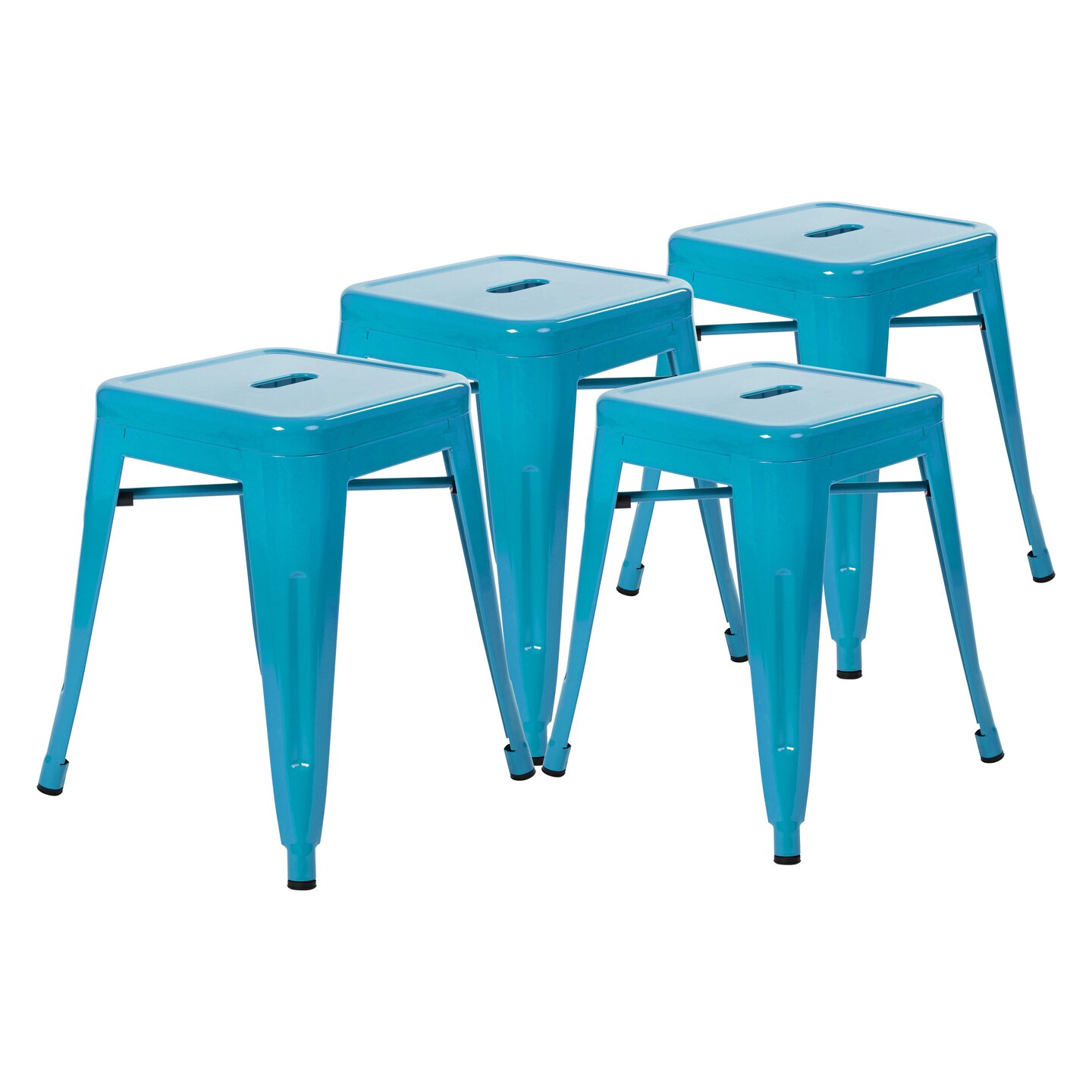 Merrick Lane Set of 4 Sloane 18" High Backless Stacking Dining Stools with Durable Metal Frame
