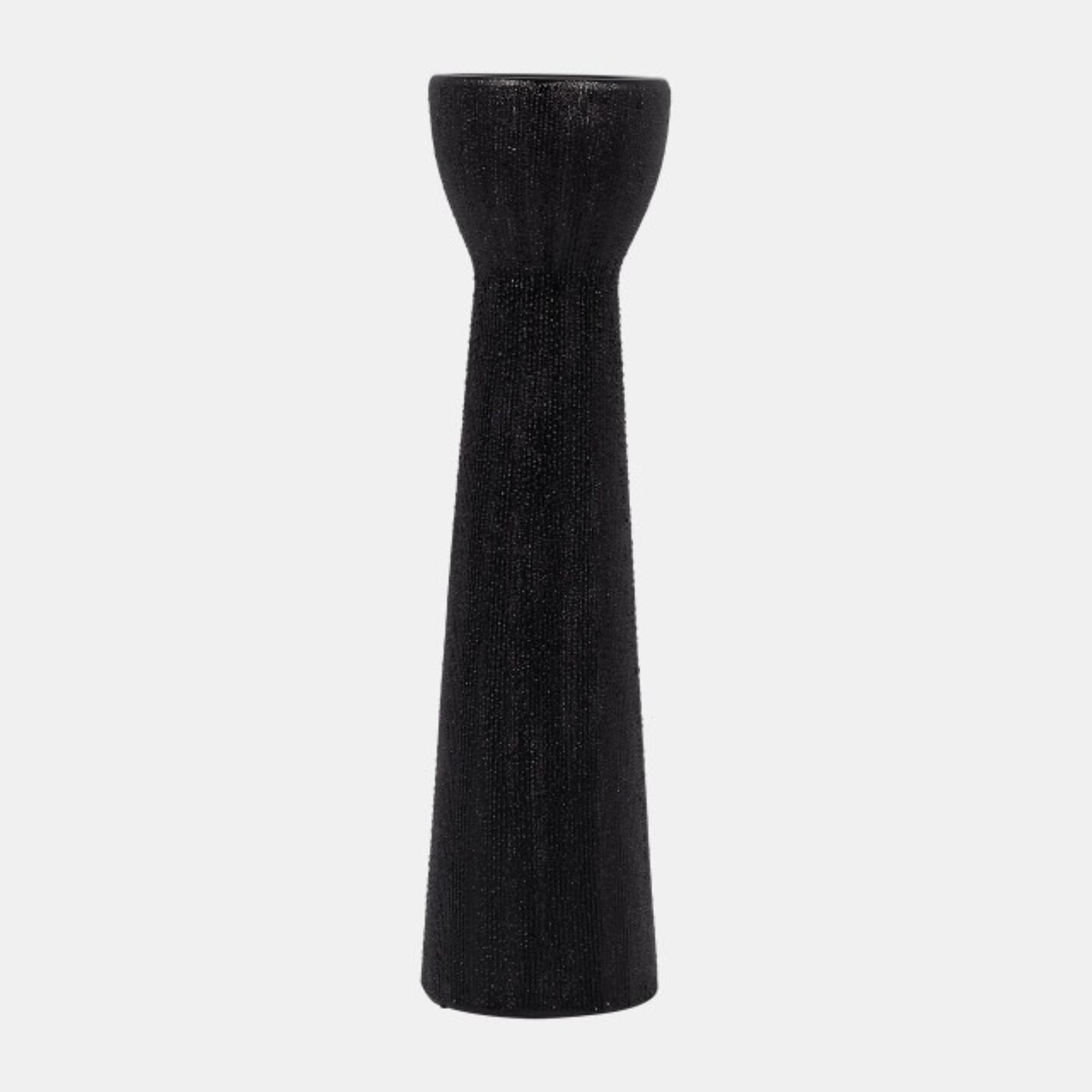 Kingston Living Beaded Tealight Ceramic Candle Holder - 16&#x22; - Black