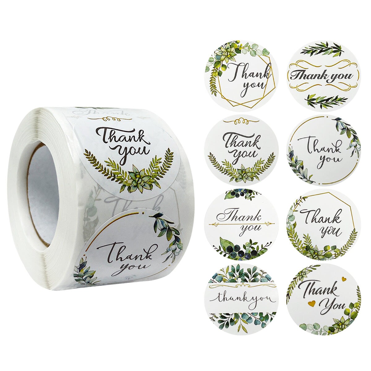 Wrapables 1.5" / 2" Thank You Stickers Roll, Sealing Stickers and Labels for Boxes, Envelopes, Bags, Small Businesses, Weddings, Parties (500pcs)