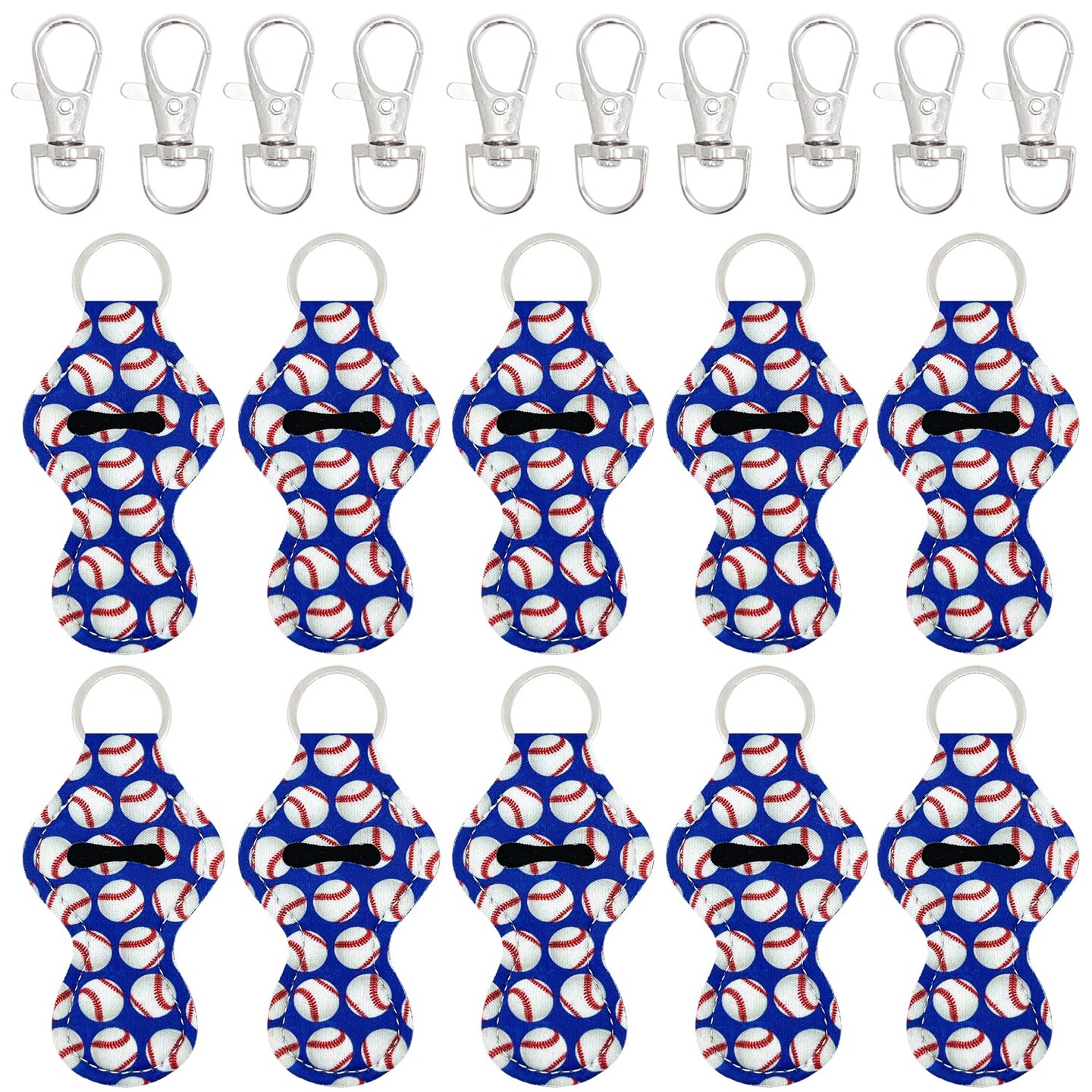 Wrapables 10 Pack Chapstick Holder Keychain with 10 Pieces Metal Clasps