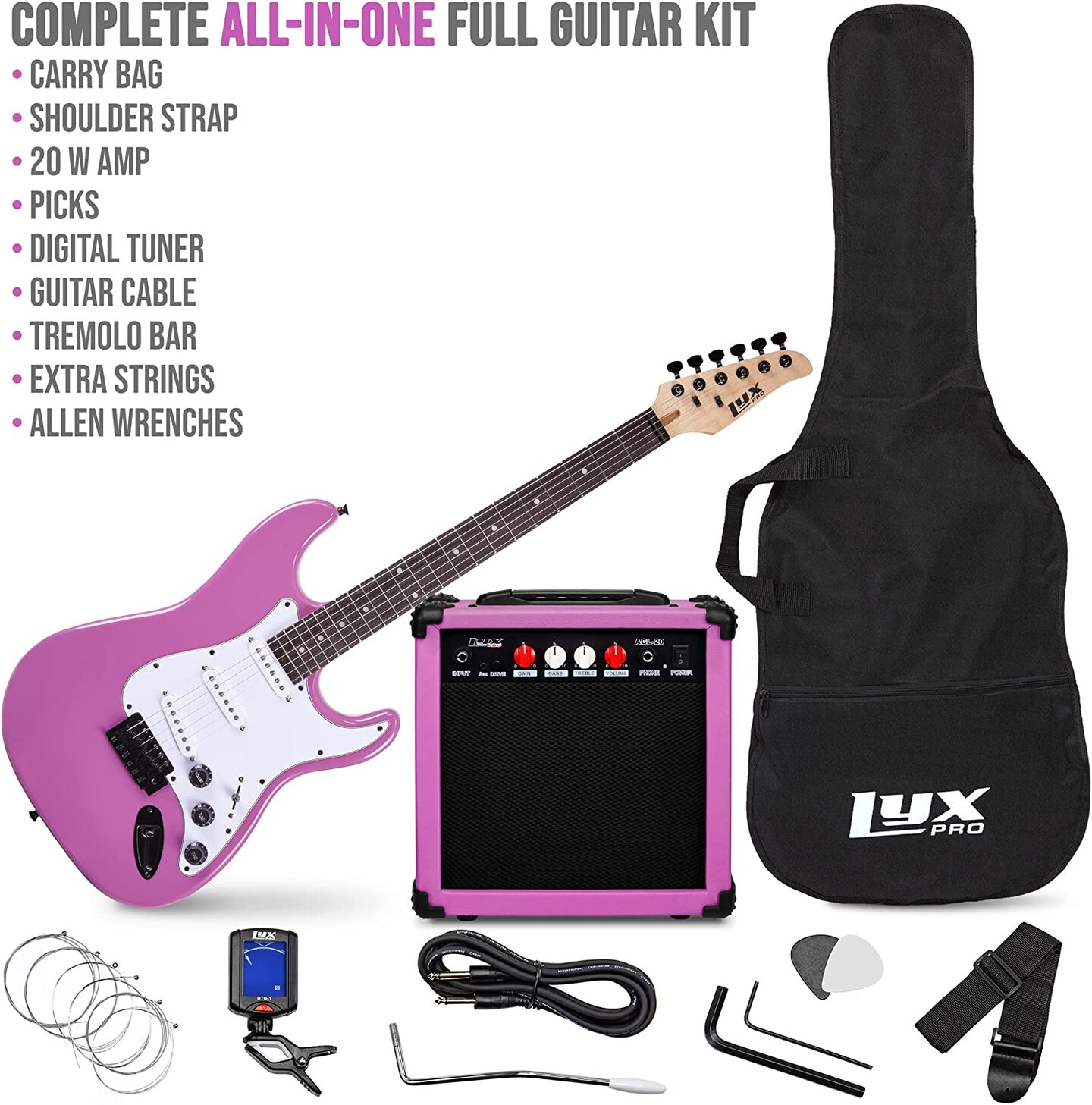 LyxPro 39&#x22; Stratocaster Electric Guitar Beginner Kit