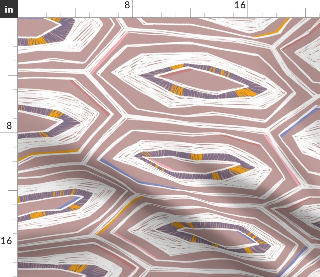 Tortoiseshell Geometric Bold Abstract Hand Drawn Animal Print Hexagon Custom Printed Fabric by Spoonflower Various Fabrics by the Yard or Fat Quarter