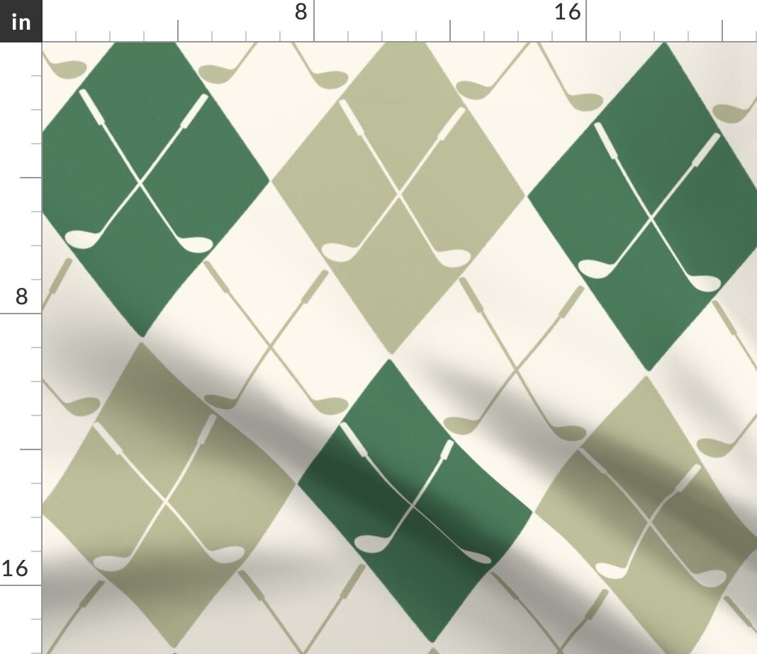 Argyle Preppy Golf Clubs Plaid Sports Diamond Custom Printed Fabric by Spoonflower Various Fabrics by the Yard or Fat Quarter