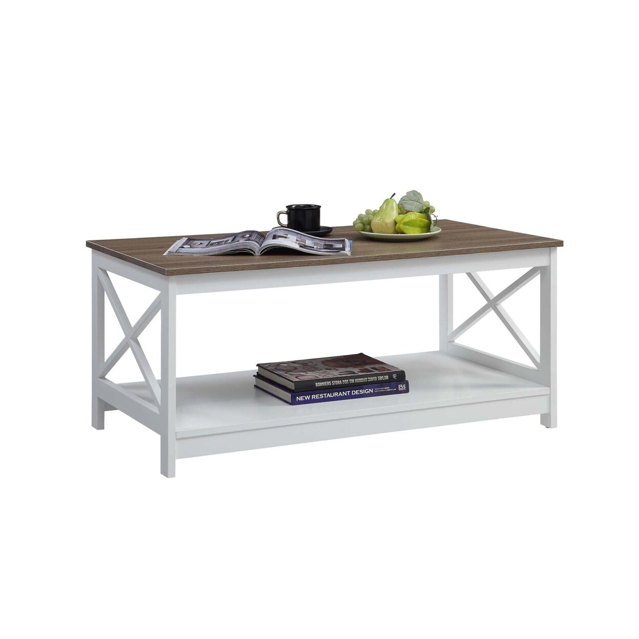 Convenience Concepts Oxford Coffee Table, Driftwood and White Michaels