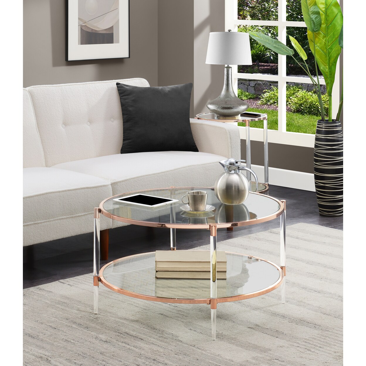 Convenience Concepts Royal Crest 2 Tier Acrylic Glass Coffee Table ...