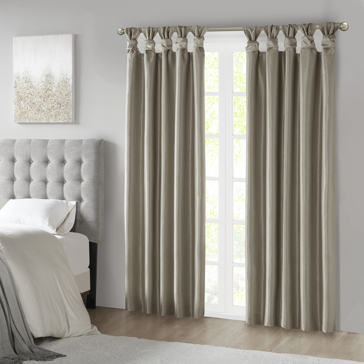 Madison Park   Emilia Twist Tab Lined Window Curtain Panel - 50x95&#x22; - Pewter