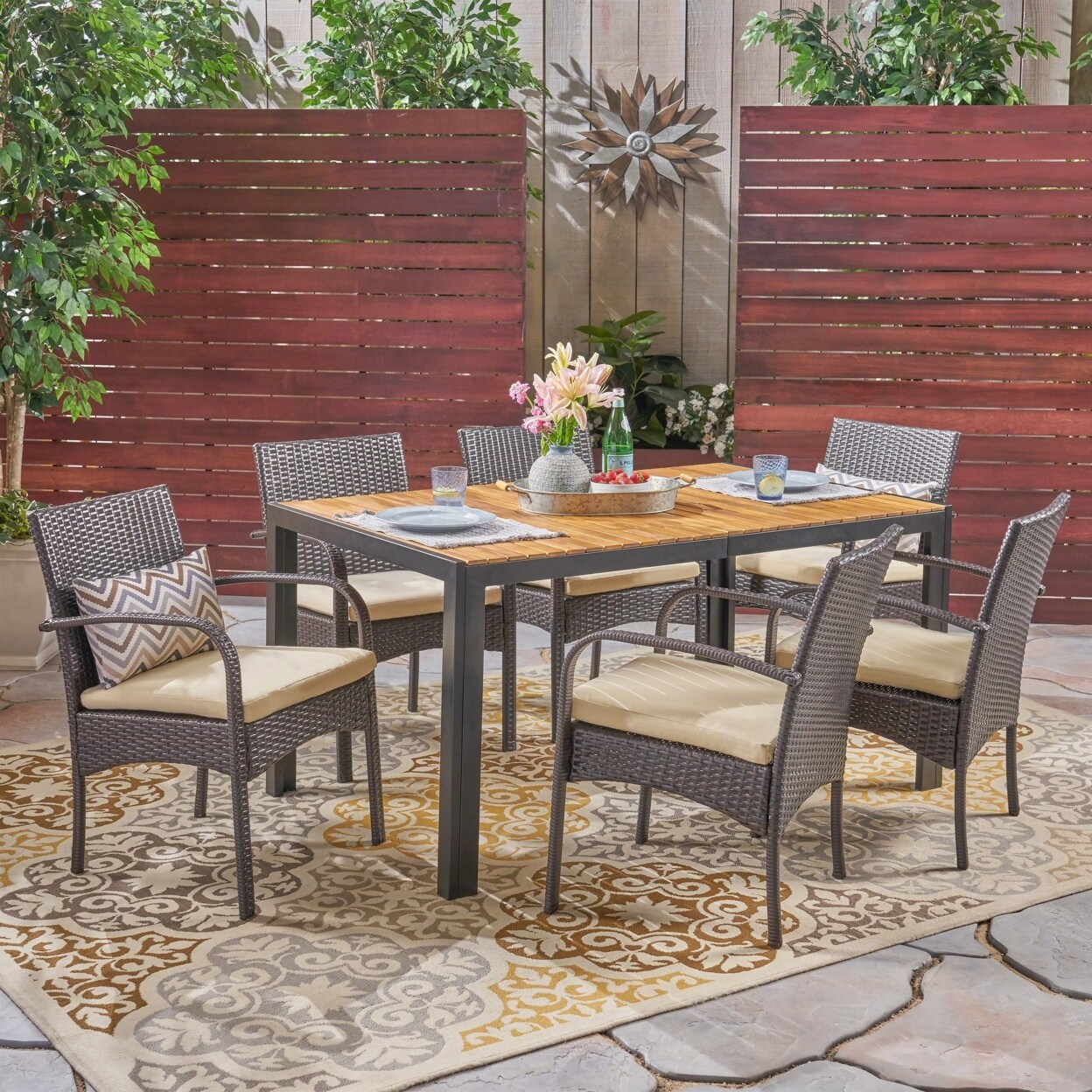 Teak 6 seater online garden table and chairs